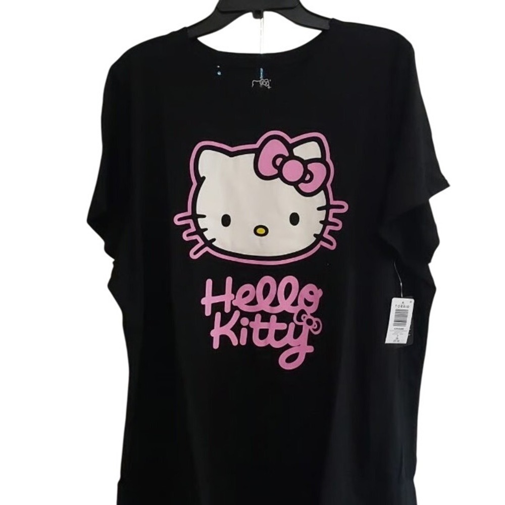 Torrid Hello Kitty Graphic T Shirt Black‎ Pink 3X Short Sleeve NEW